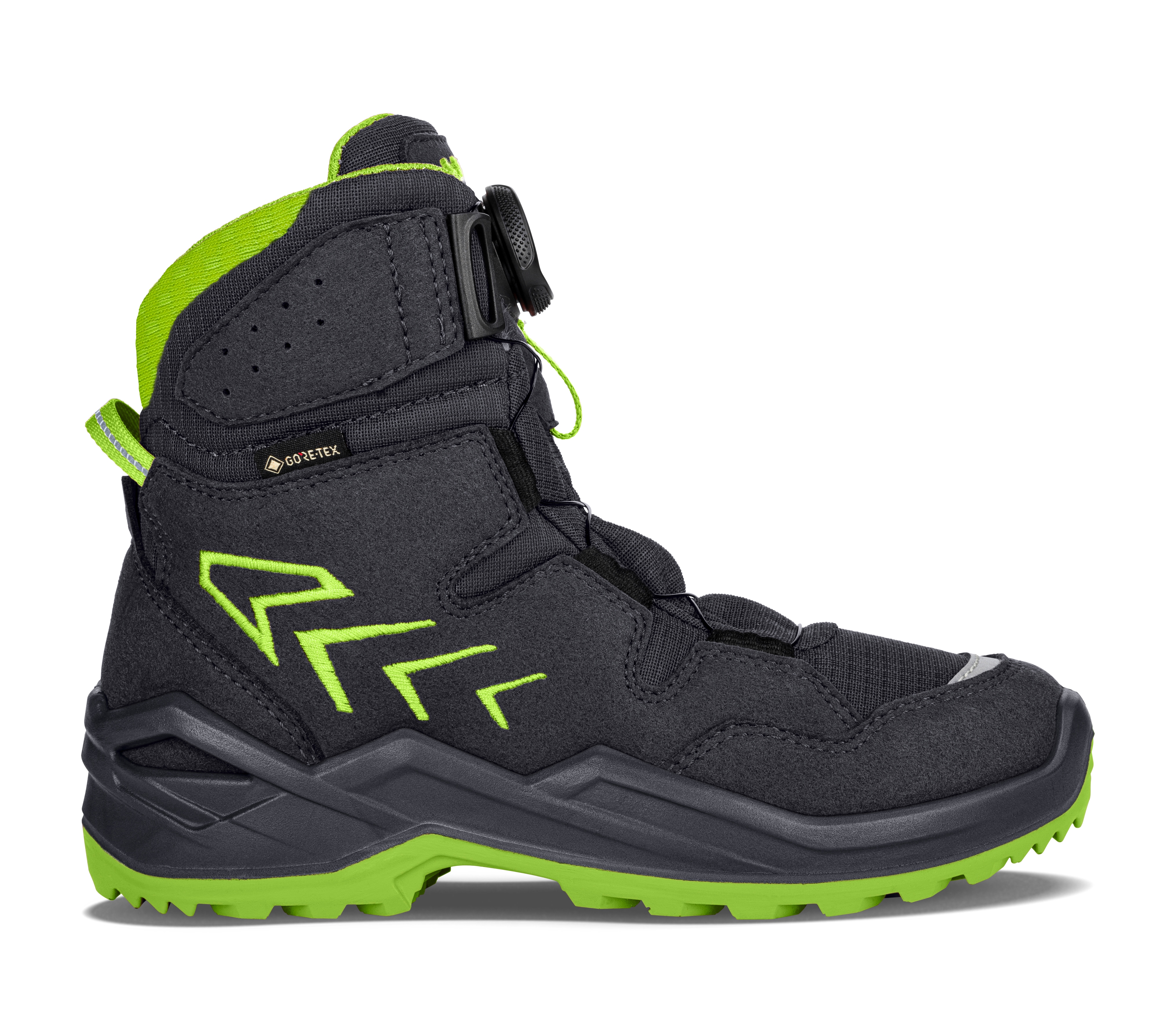 Winterstiefel LOWA "FIRO GORE-TEX HI JR", Damen, Gr. 33, navy, limone, Synthetik, Textil, Schuhe, Winterschuhe, Winterboots, wasserdicht, gefüttert, mit Drehverschluss