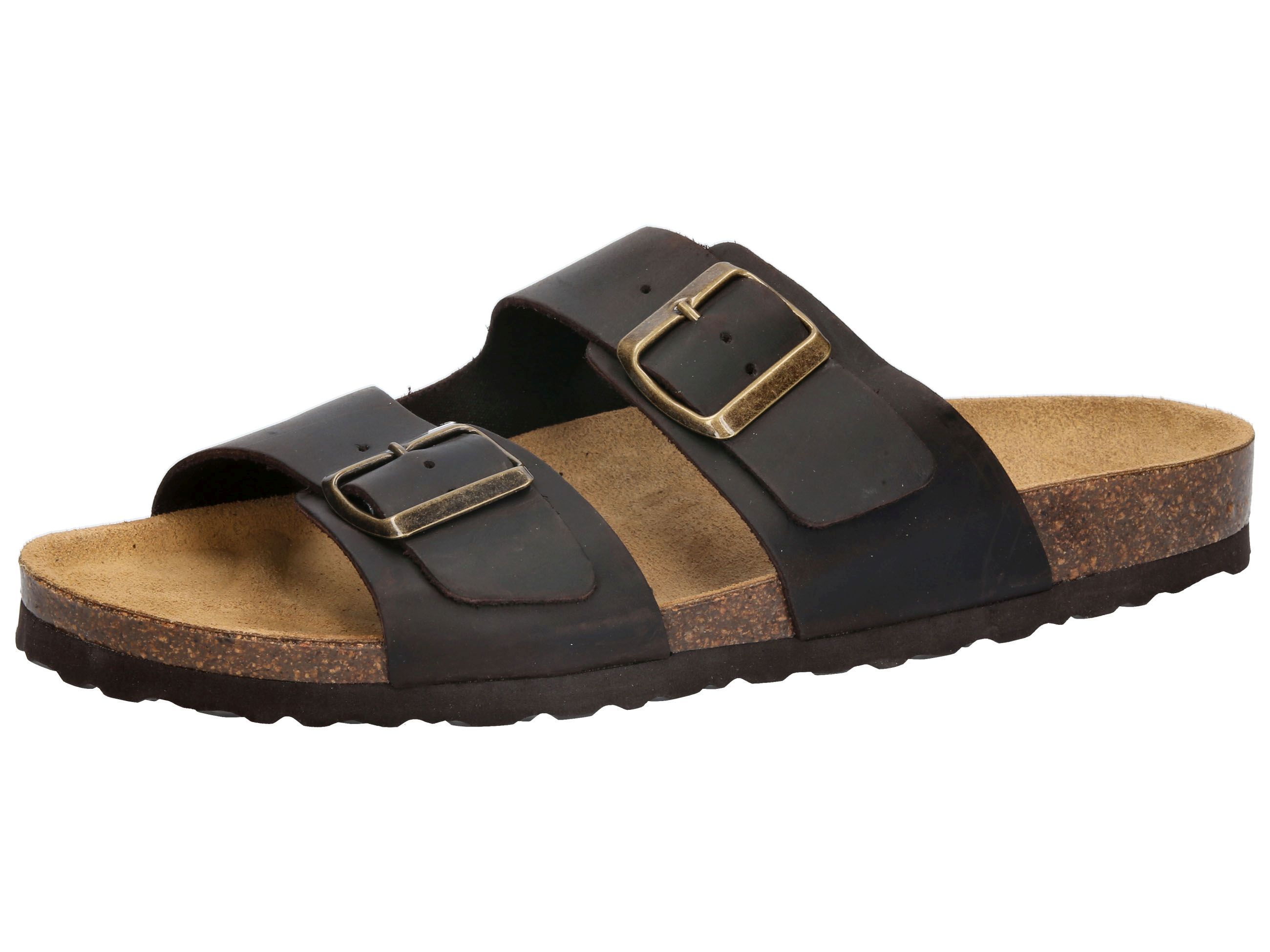 Pantolette LICO "Pantolette Bioline Jenrik", Herren, Gr. 44, braun, Leder, Schuhe Pantolette