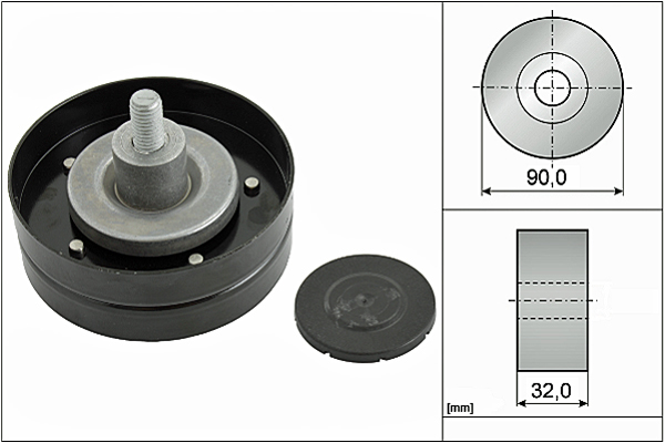 INA Umlenk-/Führungsrolle, Keilrippenriemen Universal Ø90mm 90mm für DAF 1356457 532 0469 10 Image