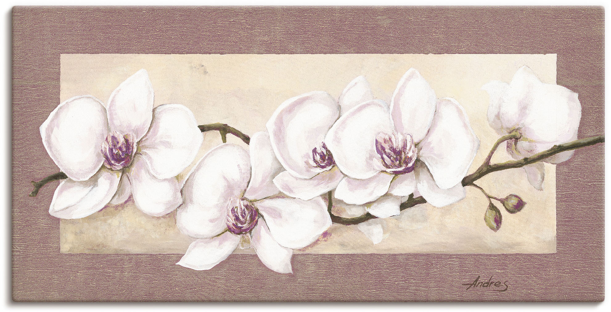 Wandbild ARTLAND "Orchideenzweig_in Beerentönen", beige (farbe bild(er): naturfarben), B:100cm H:50cm, Bilder, als Alubild, Outdoorbild, Leinwandbild in verschied. Größen Image