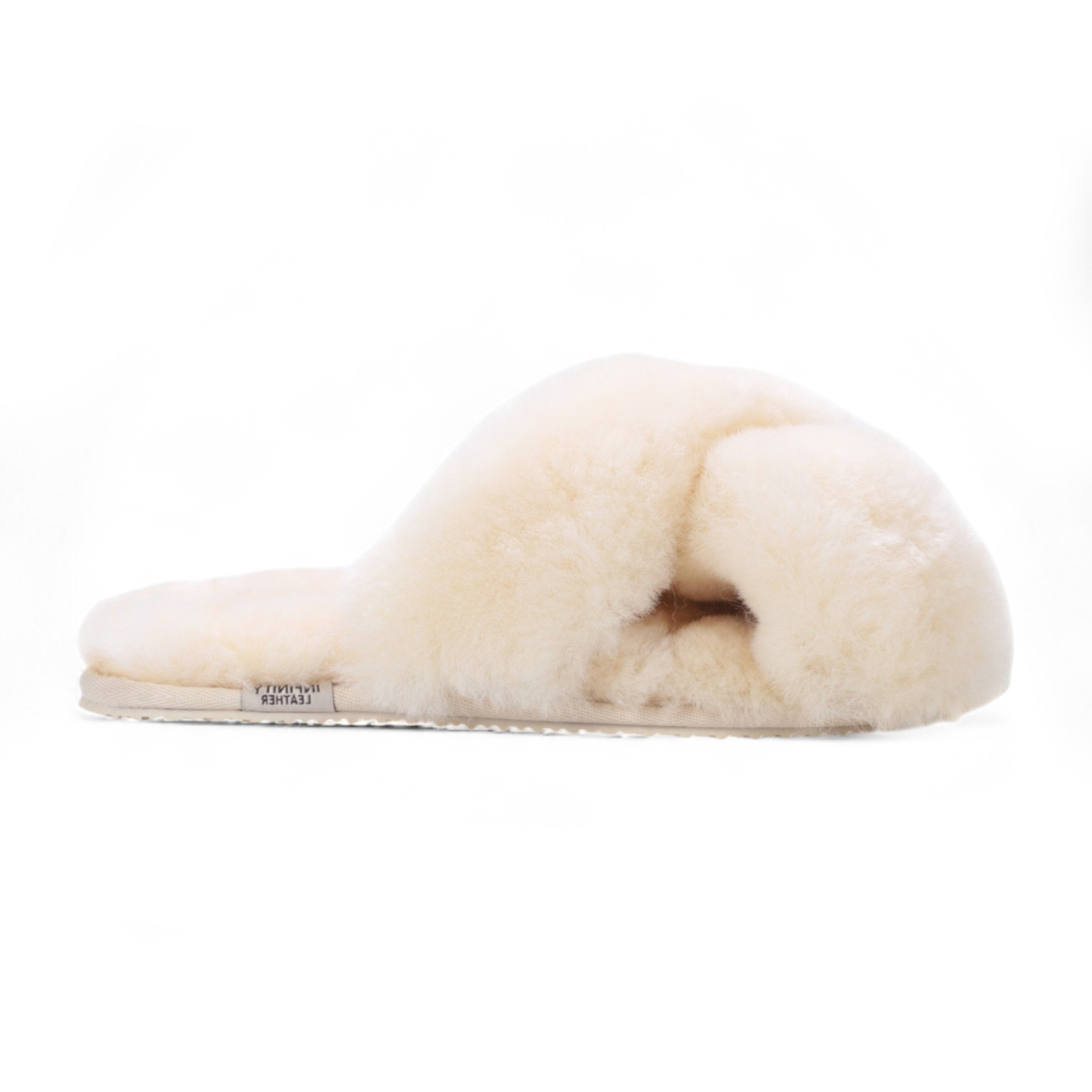 Damen Schaffell Hausschuhe Beige Warm Winter Fell Crossover - Snowbelle Image