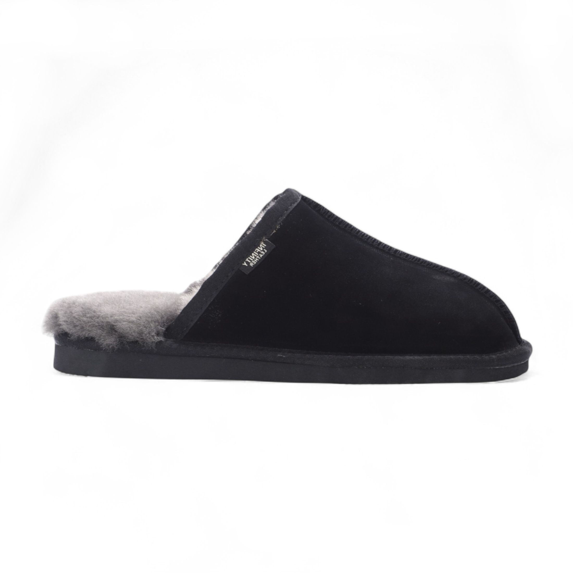 Herren Pantoletten aus echtem Schaffell, kastanienbraun, Wildleder, für den Winter, warm, rutschfest – Highland Image