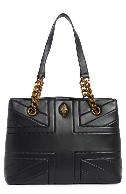 Kensington Union Jack Leather Tote Bag - Black - Kurt Geiger Totes
