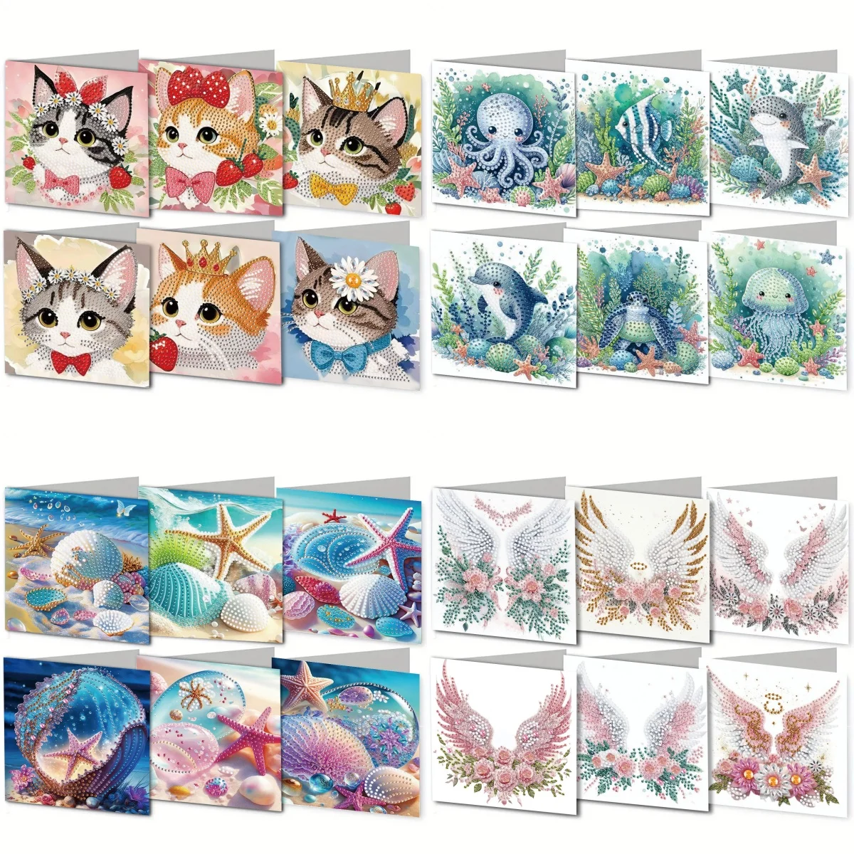 6-Diamant-Kunst-Malerei-Set zum Selbermachen, Mosaik, unregelmäßiges Diamant-Kristall-Tier-/Meeresblick, Grußkarten, die unbeschreibliche Liebe ausdrückt Image