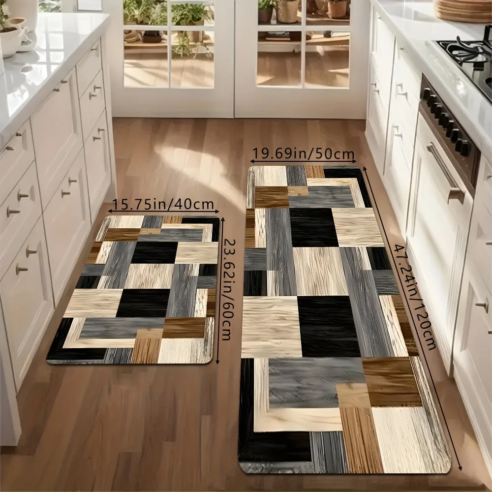 VIKAMA Geometric Patchwork Floor Mat Kitchen Rug Soft Door Mat Welcome Mat Living Room Carpet Rug For Bedroom Home Decoration