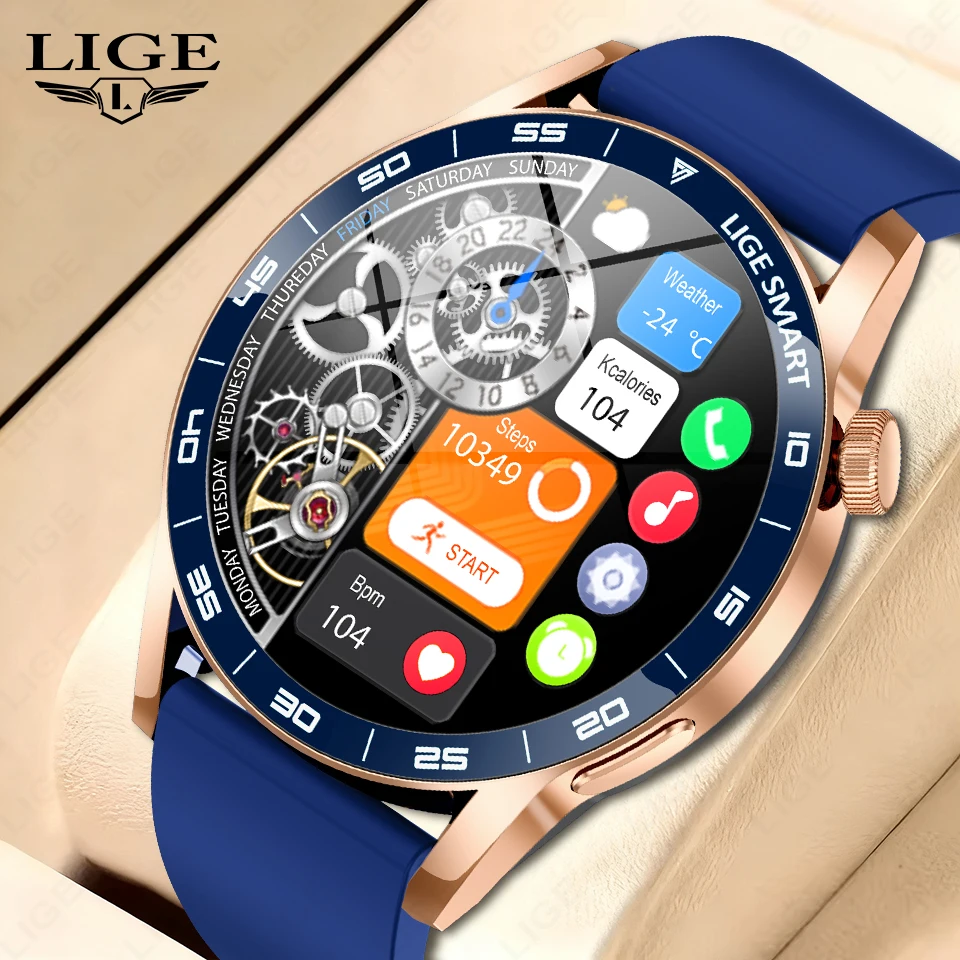 LIGE Full Touch Smart Uhr Männer AI Stimme Assistent Bluetooth Anruf Männer Uhren Frauen Herz Rate Gesundheit Monitor Sport Smartwatch