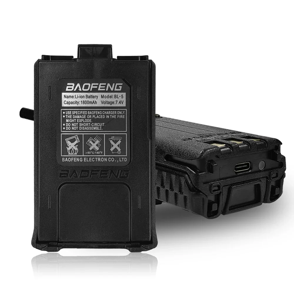 Baofeng uv5r Typ-C-Ladegerät Li-Ionen-Akku 1800mAh Radio zubehör, UV-5R Zwei-Wege-Radio-Auto ladegerät USB-Kabel Walkie Talkie Image