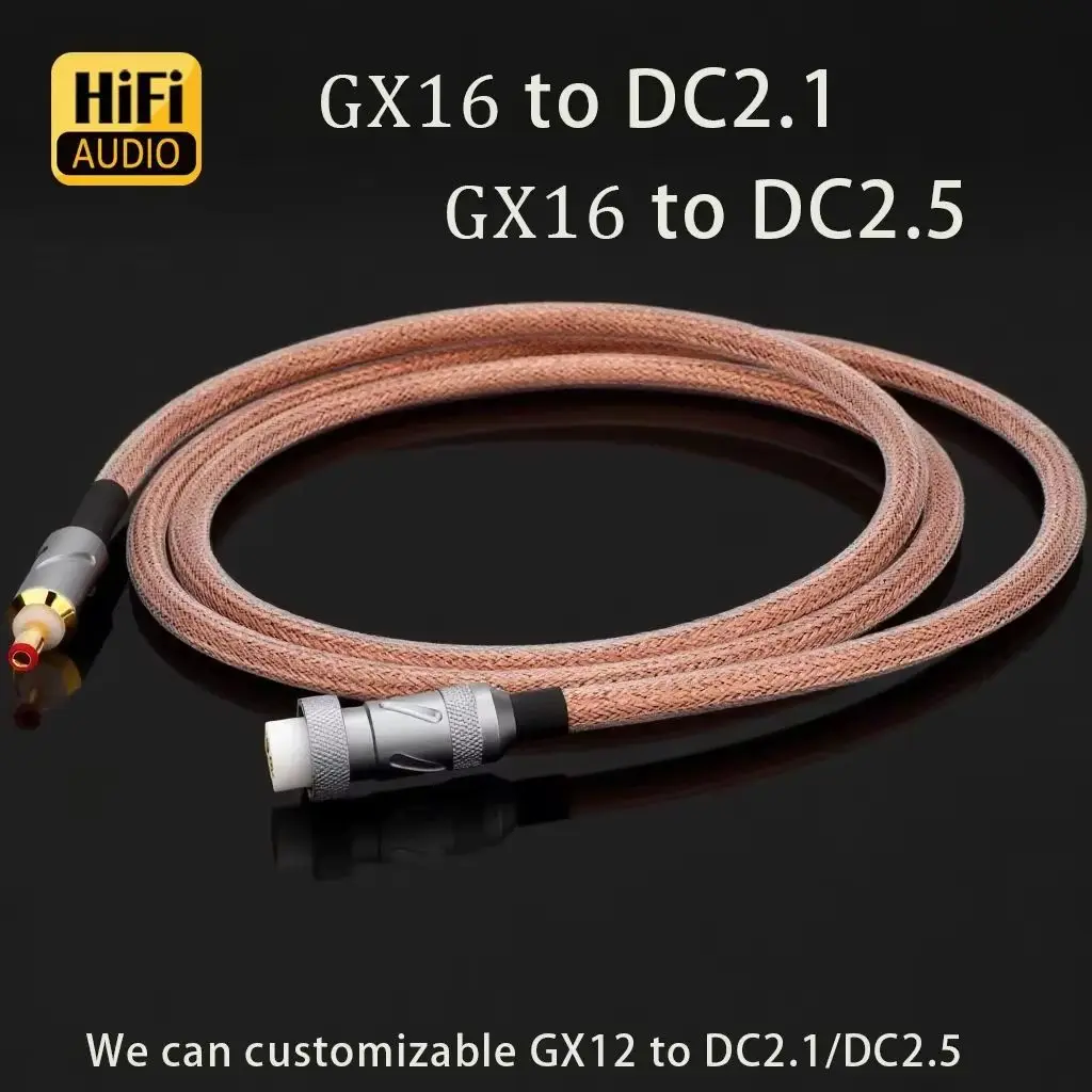 HIFI Reinkupfer GX16-2P zu DC2.5 DC2.1 Kabel GX12 zu DC2.1 DC2.5 Phono-Kabel Verstärker Lineares Netzteil Ausgangs-Upgrade-Kabel Image