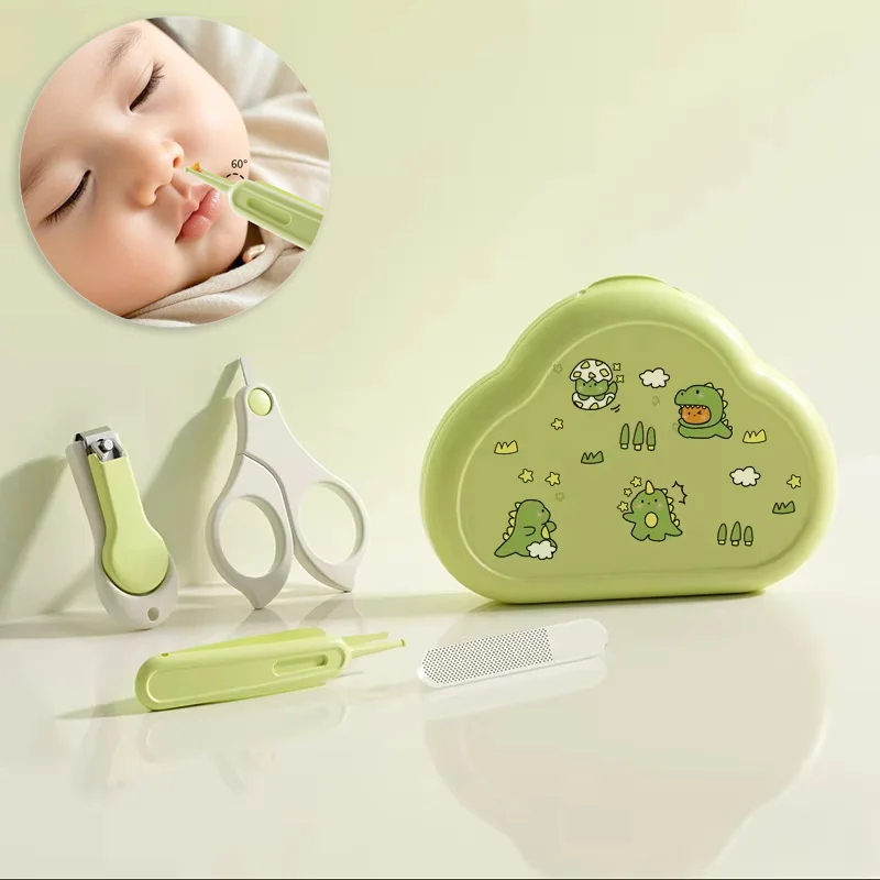 4 Teile/satz Neugeborenen Nagel Clipper mit Dinosaurier Lagerung Box Infant Sicherheit Nagel Schere Nagel Datei Nagel Zangen Kits Baby Nagel pflege Image