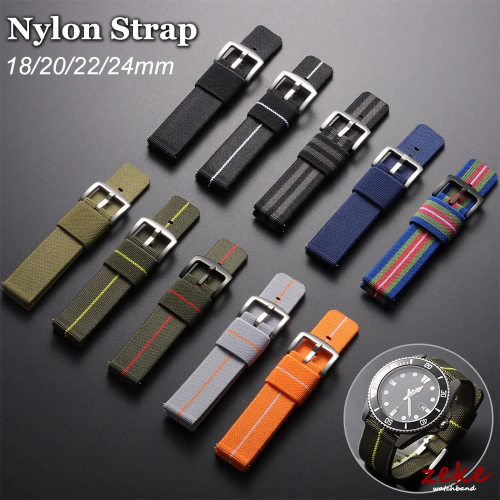 Nylon-Uhrenarmband, 18 mm, 20 mm, 22 mm, 24 mm, Armband für Omage-Uhr, Segeltuch, Sportbänder, Herren- und Damen-Armband, Schnellverschluss-Armbänder Image