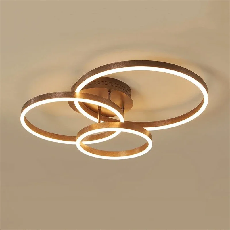 Runde Kreis Led-deckenleuchte Goldene Kaffee Lampe Körper Acryl Lampenschirm Ring Decke Lichter Kreative Wohnzimmer Leuchten