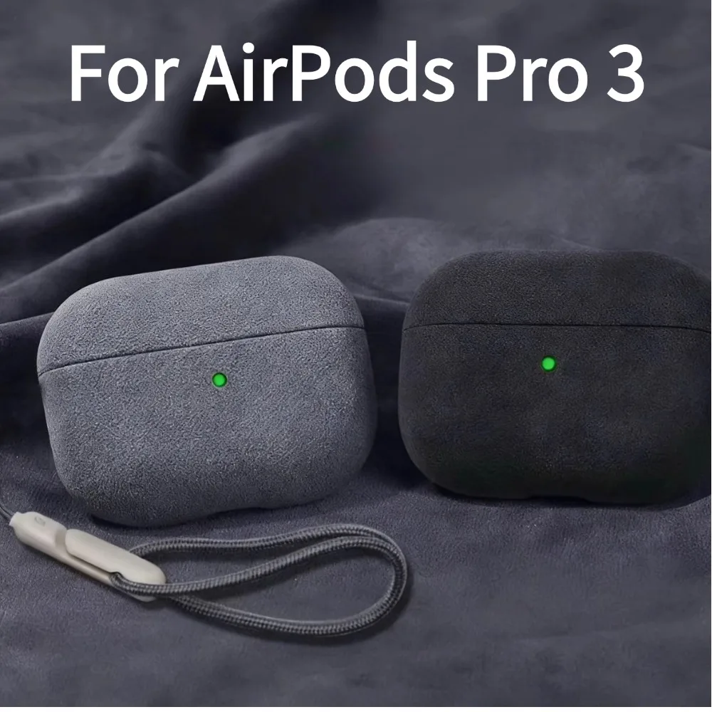 Wildlederhülle für AirPods Pro 3, luxuriöse Schutzhülle, vollständige Abdeckung, Anti-Drop, kratzfest, Bluetooth-Kopfhörer-Zubehör Image