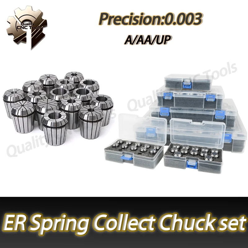 ER40 ER32 ER25 ER20 ER16 11 Set Federspannzangenfutter AAA/AA/A für CNC-Fräswerkzeughalter Graviermaschine Metall Aluminium Box Image