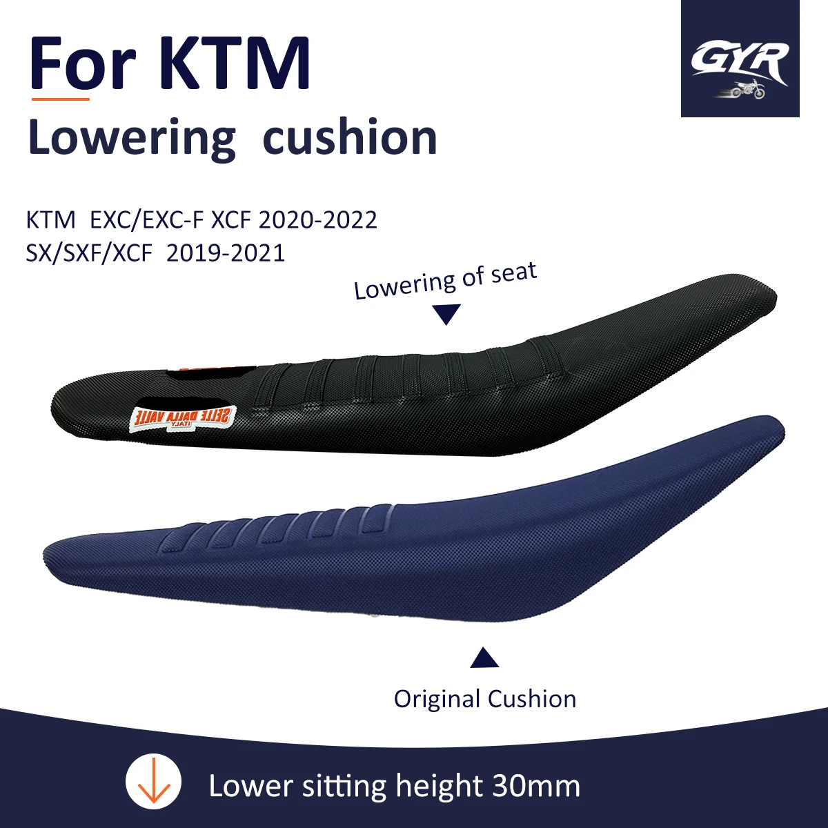 Motocross-Sitzbank, 30 mm, unten als Original, für KTM EXC EXCF SX SXF XC XCF XCW XCFW 125–500 2020 20212022 Enduro Motorrad