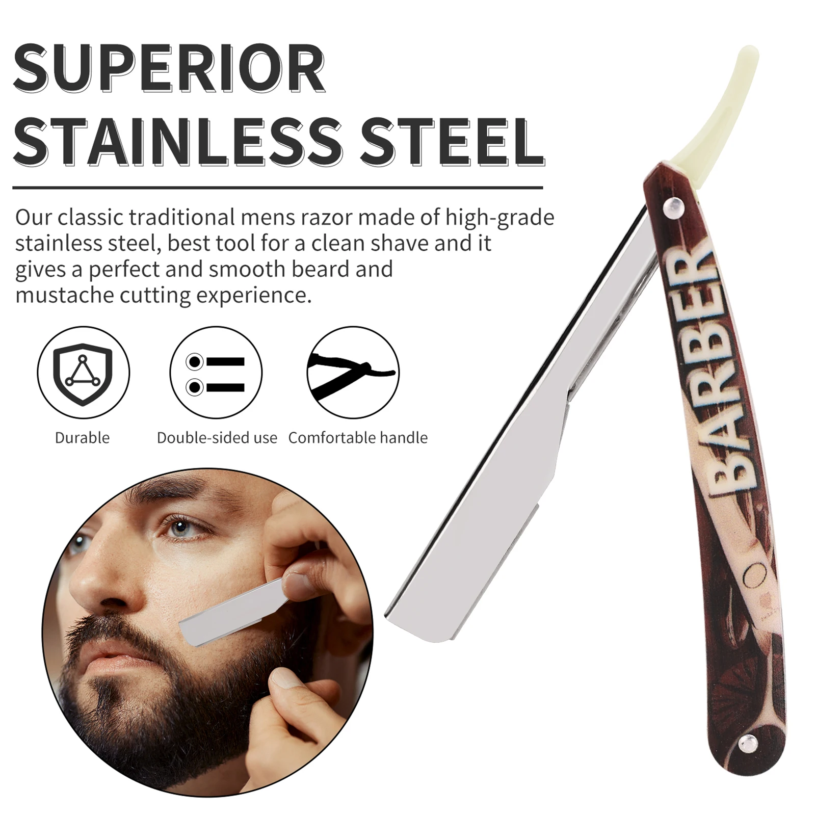 Salon Barber Muster Rasierer Manuelle Rasierer Gerade Kante Rack Falten Rasieren Bart Scharfe Cutter Halter Barbershop Zubehör Image