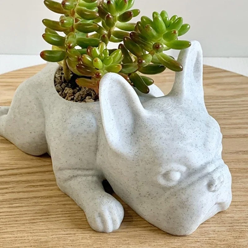 Die Welpen Statue Pflanzer Harz Ornament Sukkulenten Blumentopf Home Office Desktop Garten Dekoration 10x 5x 3,5 cm Image