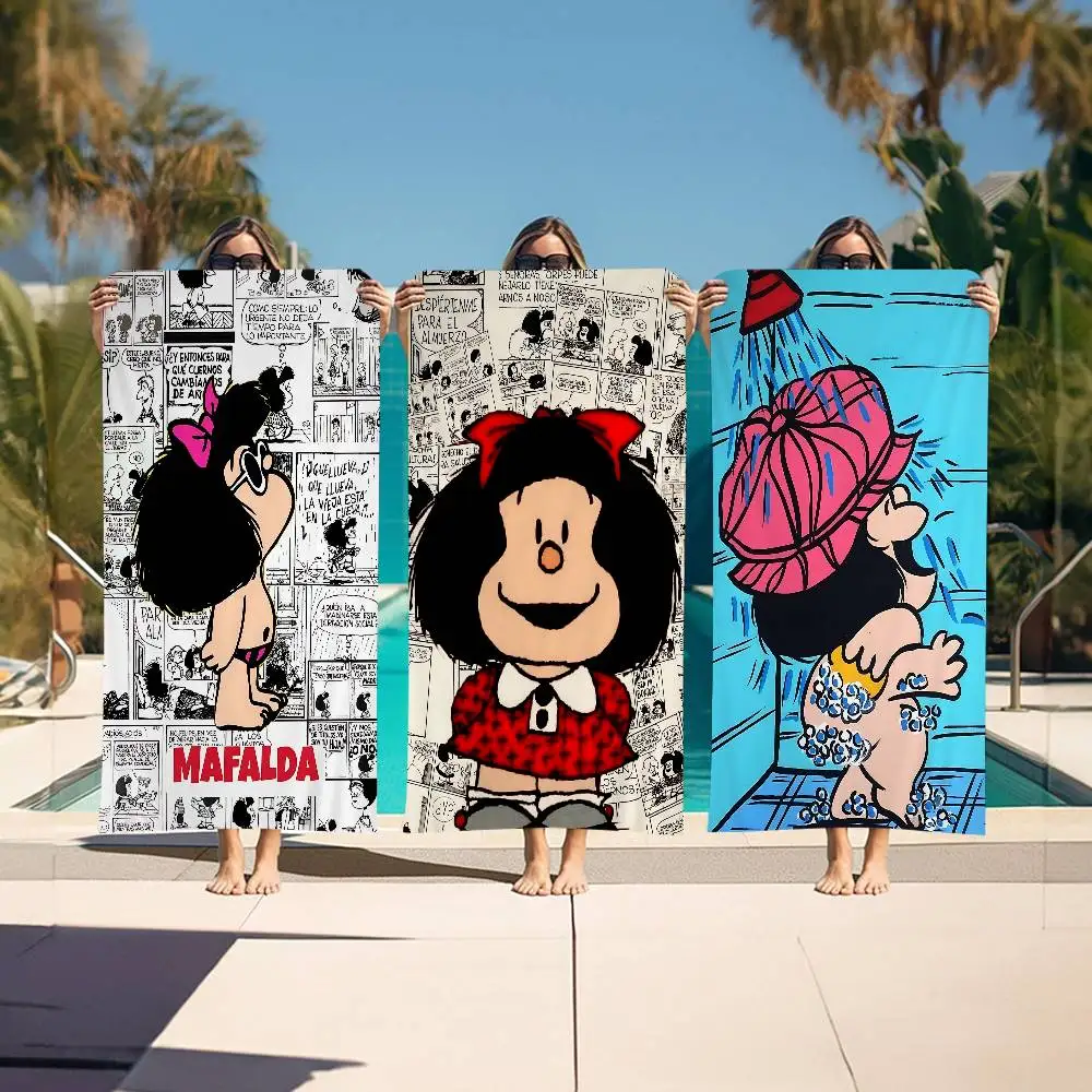 Cartoon Mafalda Microfiber Printed Beach Towel Mountain Climbing Yoga Beach Swimming Running Absorbent Soft Towel Image