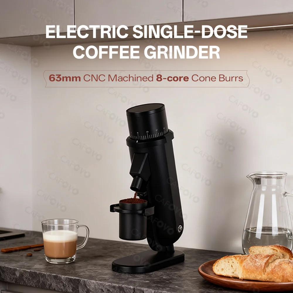 CAFOVO G263C Elektrische Kaffeemühle mit Einzeldosis, 63 mm, konischer Grat, Kaffeemühle, stufenlose Einstellung für Espresso EDGE PLUS Image