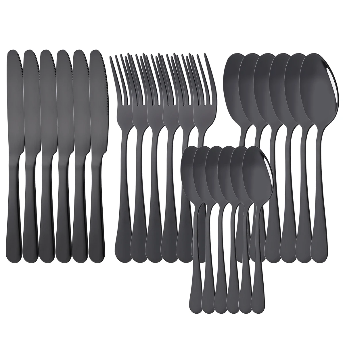 24Pcs Westlichen Schwarz Geschirr Edelstahl Besteck Messer Gabel Löffel Abendessen Besteck Set Küche Besteck Geschirr Image