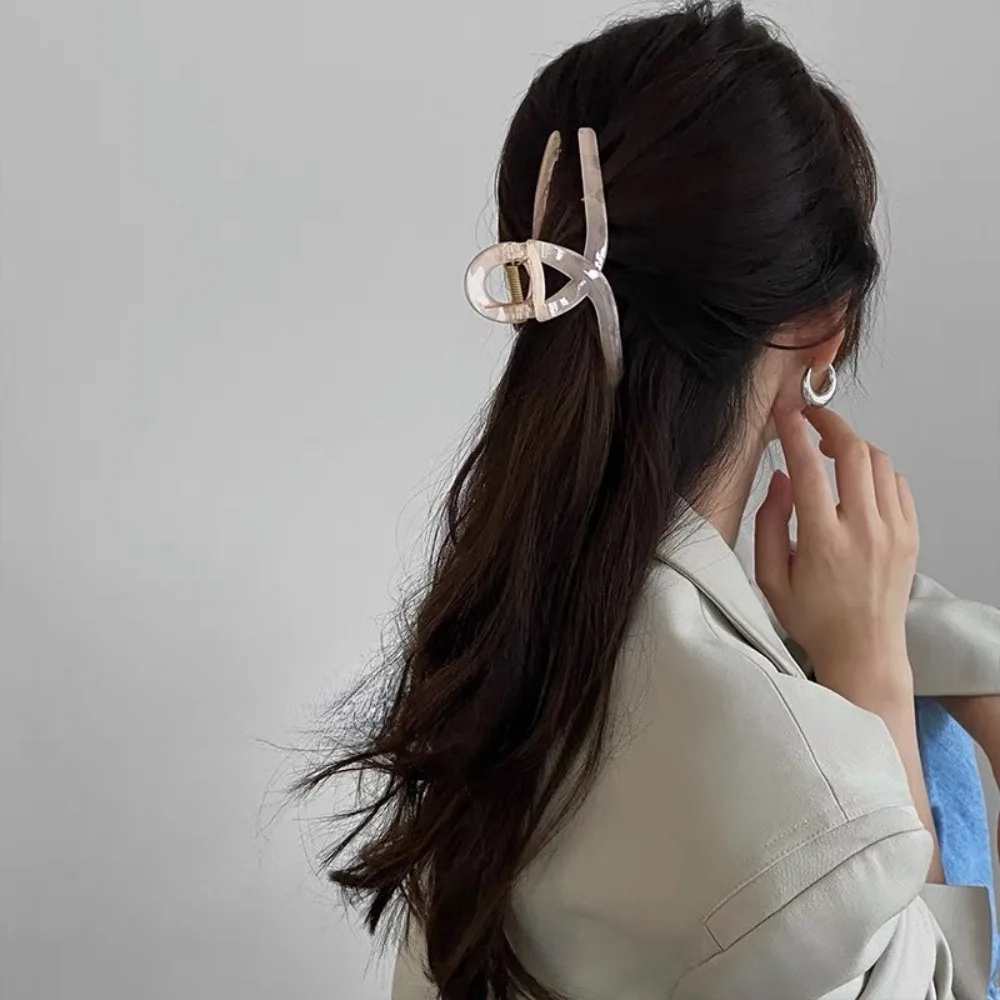 Retro Morandi Jelly Color 13 cm große Haarnadel für Damen, klassisch, vielseitig, Curve Cross Shark Clip Image