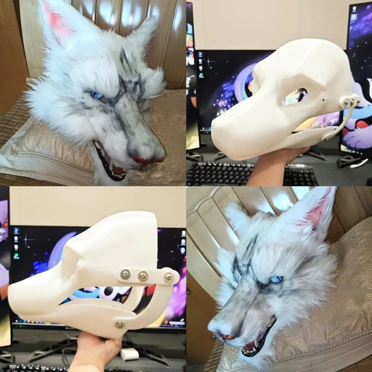 3D-Druck, realistischer Stil, Fursuit, Kopfbase, beweglicher Kiefer, pelzige Cosplay-Kostüme, Zubehör, Cosplay-Maske mit Nase und Zähnen Image