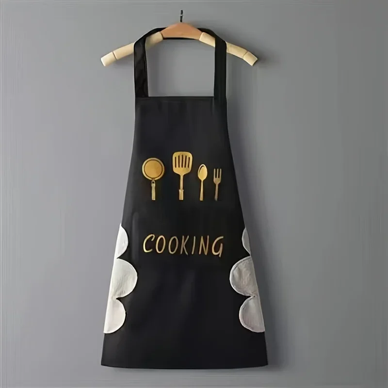 Tablier de cuisine élégant 1 pièce, tablier de cuisine réglable unisexe, tablier de ménage de couleur unie avec poche pour adultes, fournitures de cuisine