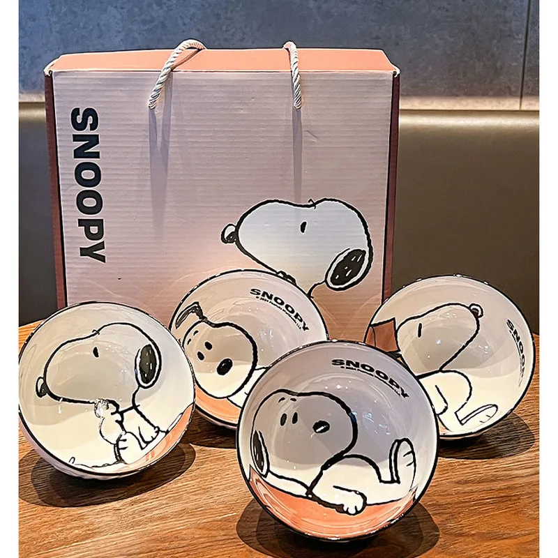 New Cute Snoop Tableware Ceramic Bowl Beautiful And High-Value Kawaii Set Bowl Anime Cartoon Household Tableware Suit Gift Toy