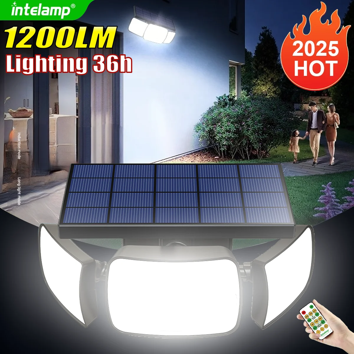 1200LM Solar Licht für Outdoor Solar Lampe Sonnenlicht Motion Sensor Licht Fernbedienung Wasserdicht Garten Straße Wand Hof Lampe