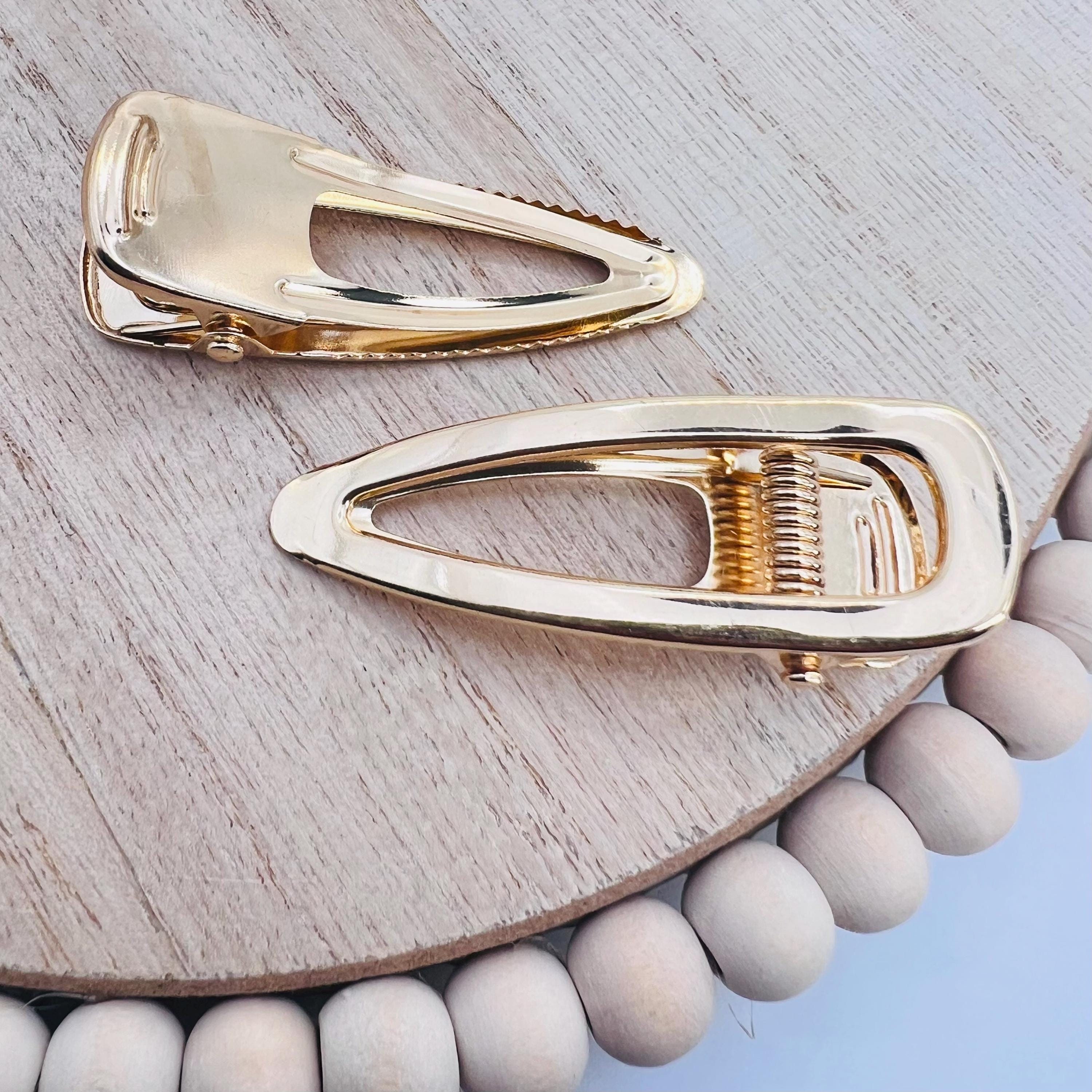 4 pezzi - Molletta per capelli in coccodrillo, fermagli e fermagli, 20 mm x 60 mm, placcata in oro imitazione, accessorio per capelli, molletta per ca