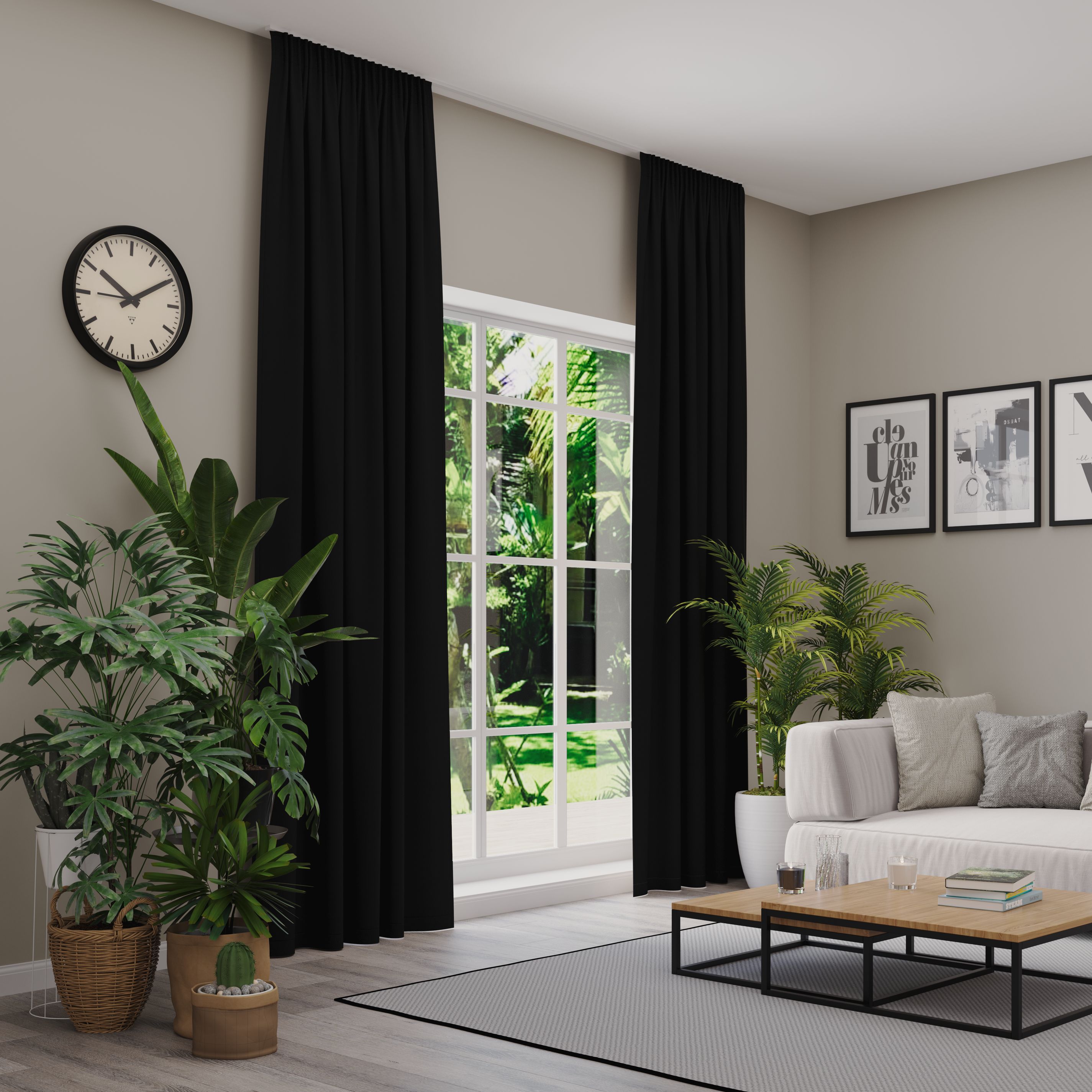 Verdunkelungsvorhang NEUTEX FOR YOU "INSULA", schwarz, B:137cm H:160cm, Polyester, Gardinen, Uni-Dimout für starke Verdunklung, nach Maß Image