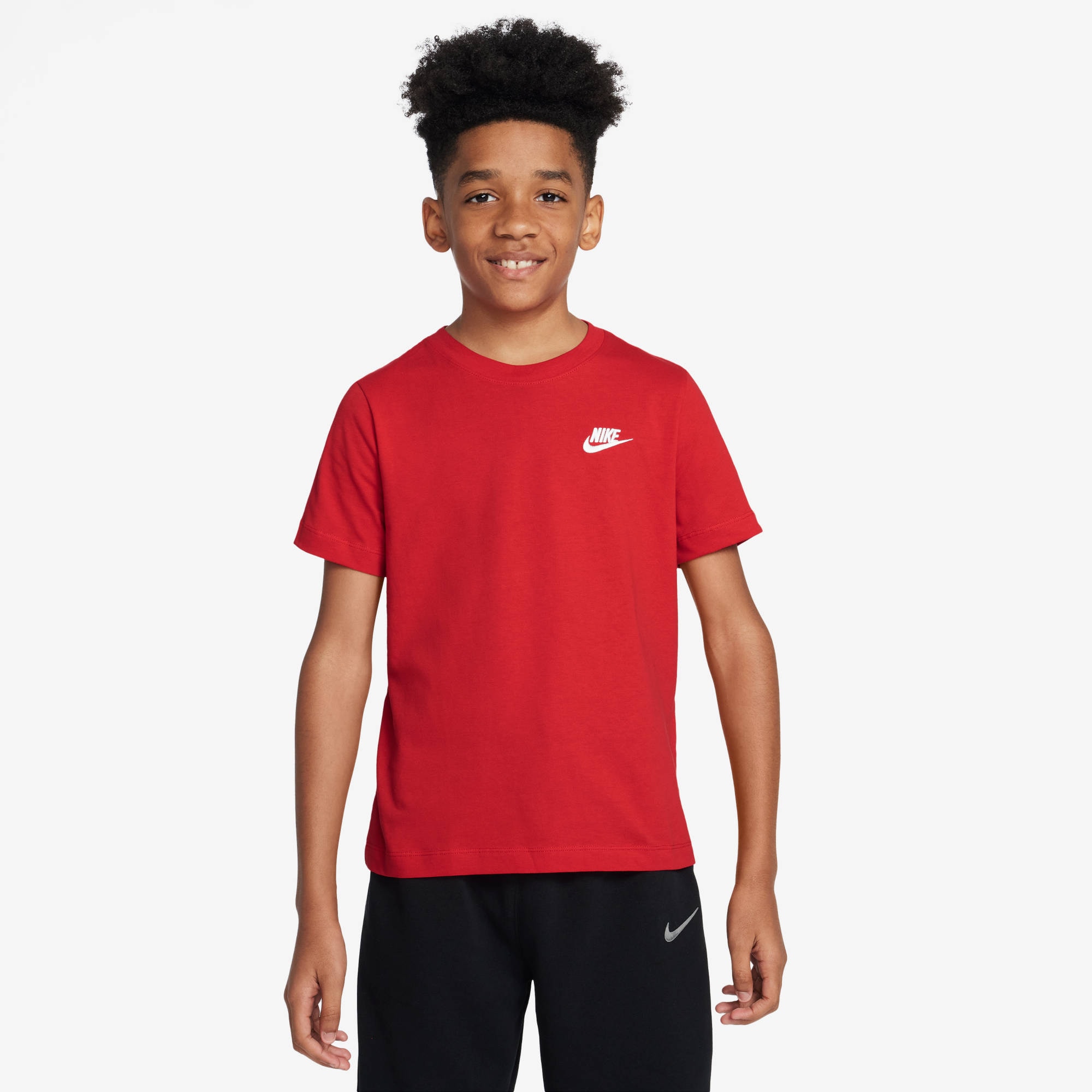 T-Shirt NIKE SPORTSWEAR "K NSW TEE EMB FUTURA LBR", Kinder, Gr. XL (164/170), university rot, Obermaterial: 100% Baumwolle, normal, Shirts Image