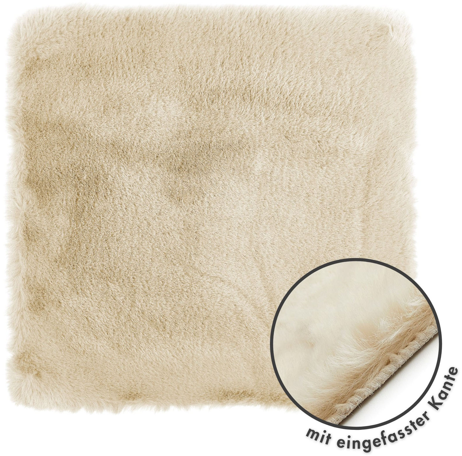 Stuhlkissen LUXOR LIVING "Sitzauflage Novara", beige (creme, felloptik unifarben), B:40cm L:40cm, Polyester, Dekokissen_Sitzkissen_Kissenhüllen, Kunstfell, rund oder eckig, sehr weich, auch als 4er Set bestellbar Image