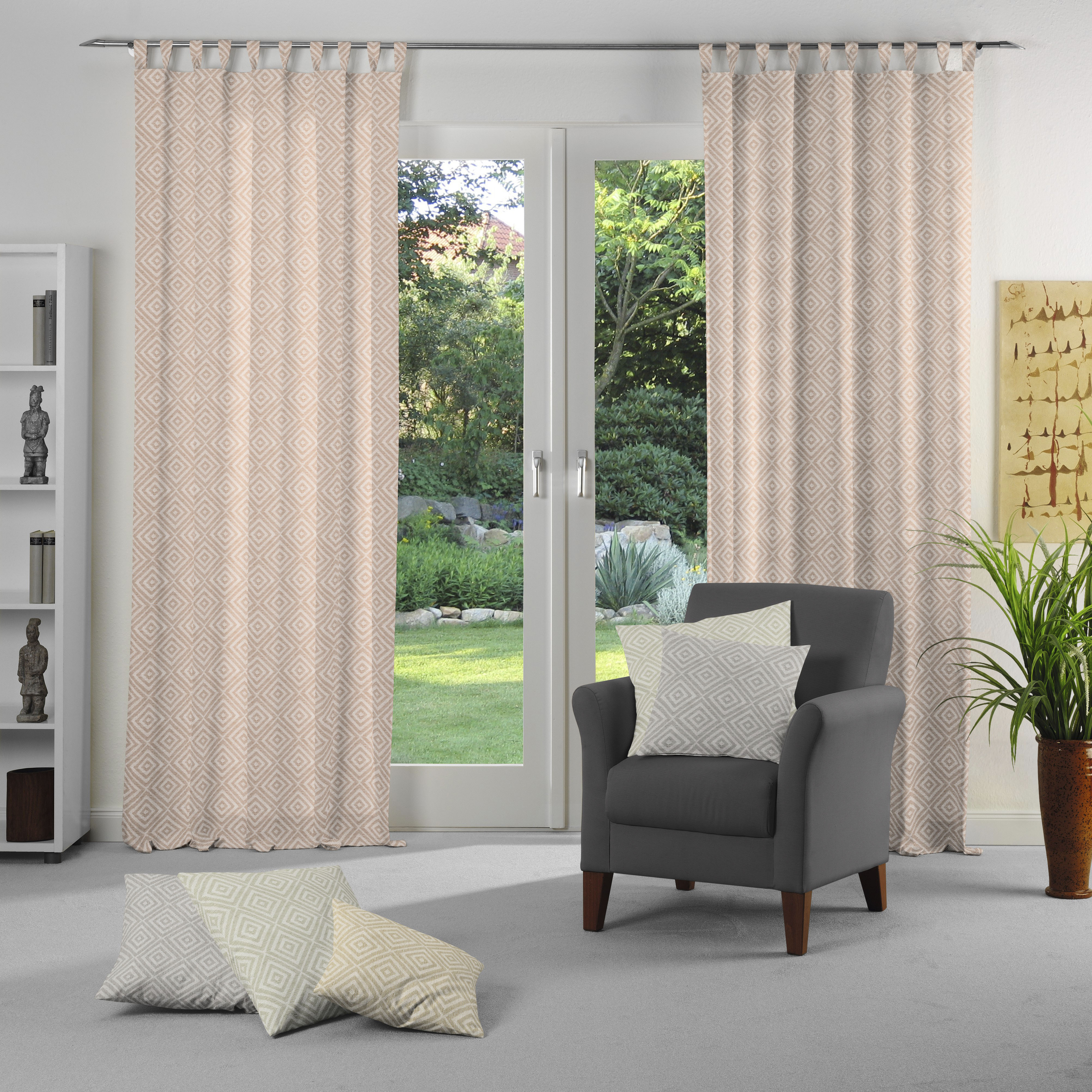 Vorhang WIRTH "Telfort" Gr. 3, orange (terra), B:132cm H:225cm, Jacquard, Baumwolle, Polyester, Gardinen Image