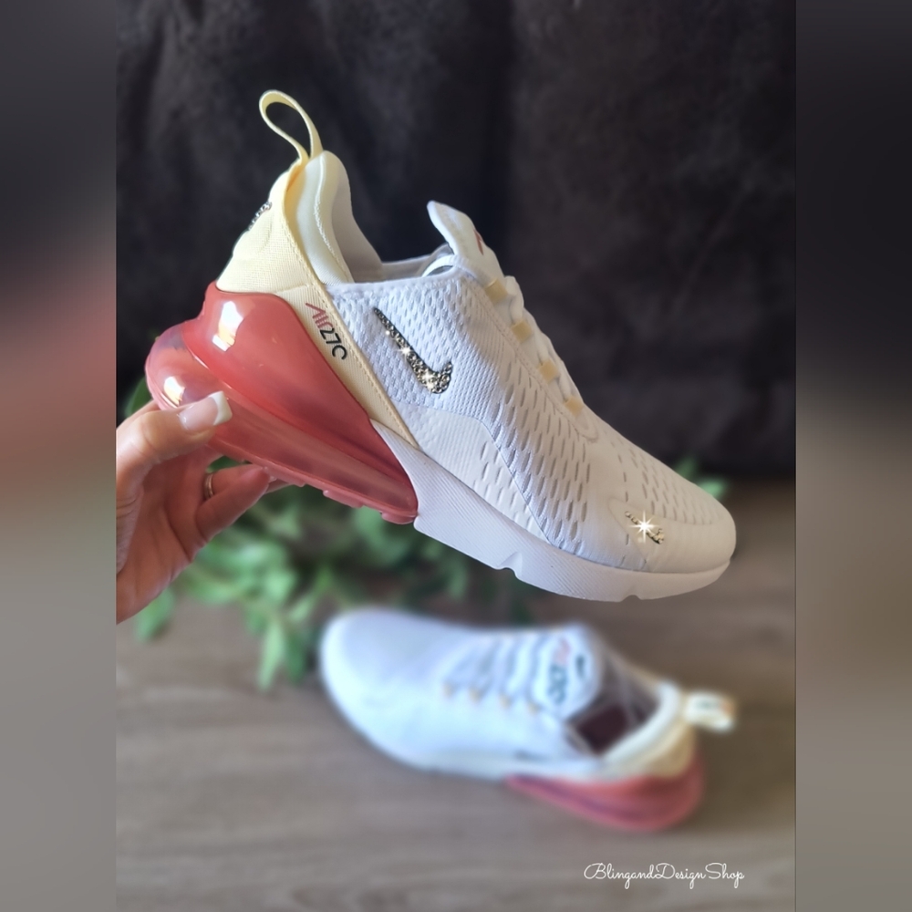 Nike Shoes | Bling Nike Women's Air Max 270 Sneakers Customized With Crystals Bling Shoes | Color: Cream/White | Size: Various