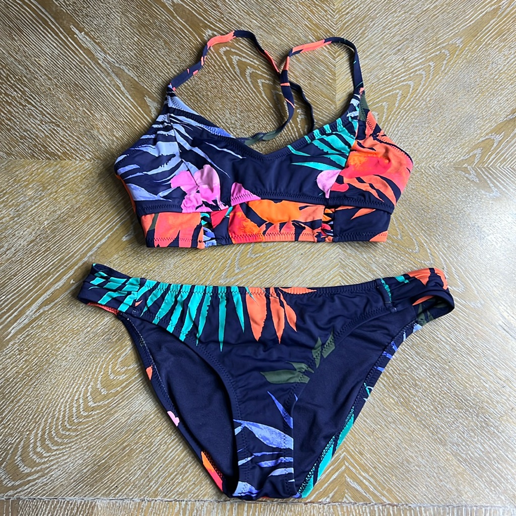 Jessica Simpson Swim | Jessica Simpson Navy Print Bikini Set M | Color: Blue/Orange | Size: M