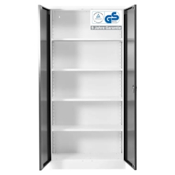 PROREGAL Stahlschrank BEE mit 4 lackierten Fachböden | HxBxT 195x92x50cm | Verkehrsweiß-Anthrazit | Werkstattschrank Werkzeugschrank Aktenschrank Image