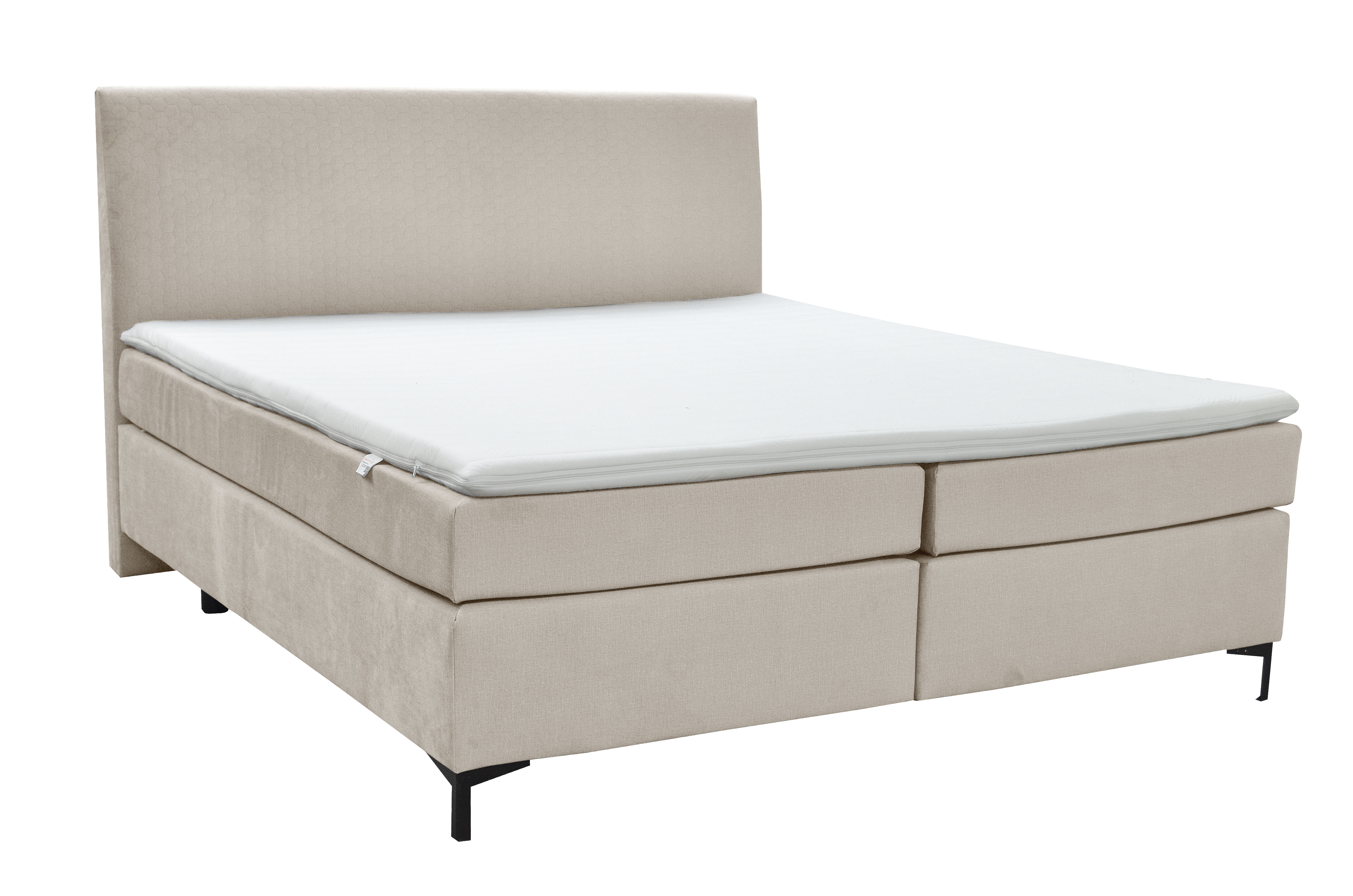 Boxspringbett ALINA "Petro", beige (beige dfn, dfh 31), B:162cm L:215cm, Samtstoff DFN (100% Polyester);Samtstoff DFH (100% Polyester), Komplettbetten, Boxspringbett, inklusive Matratze und Topper, in diversen Ausführungen Image