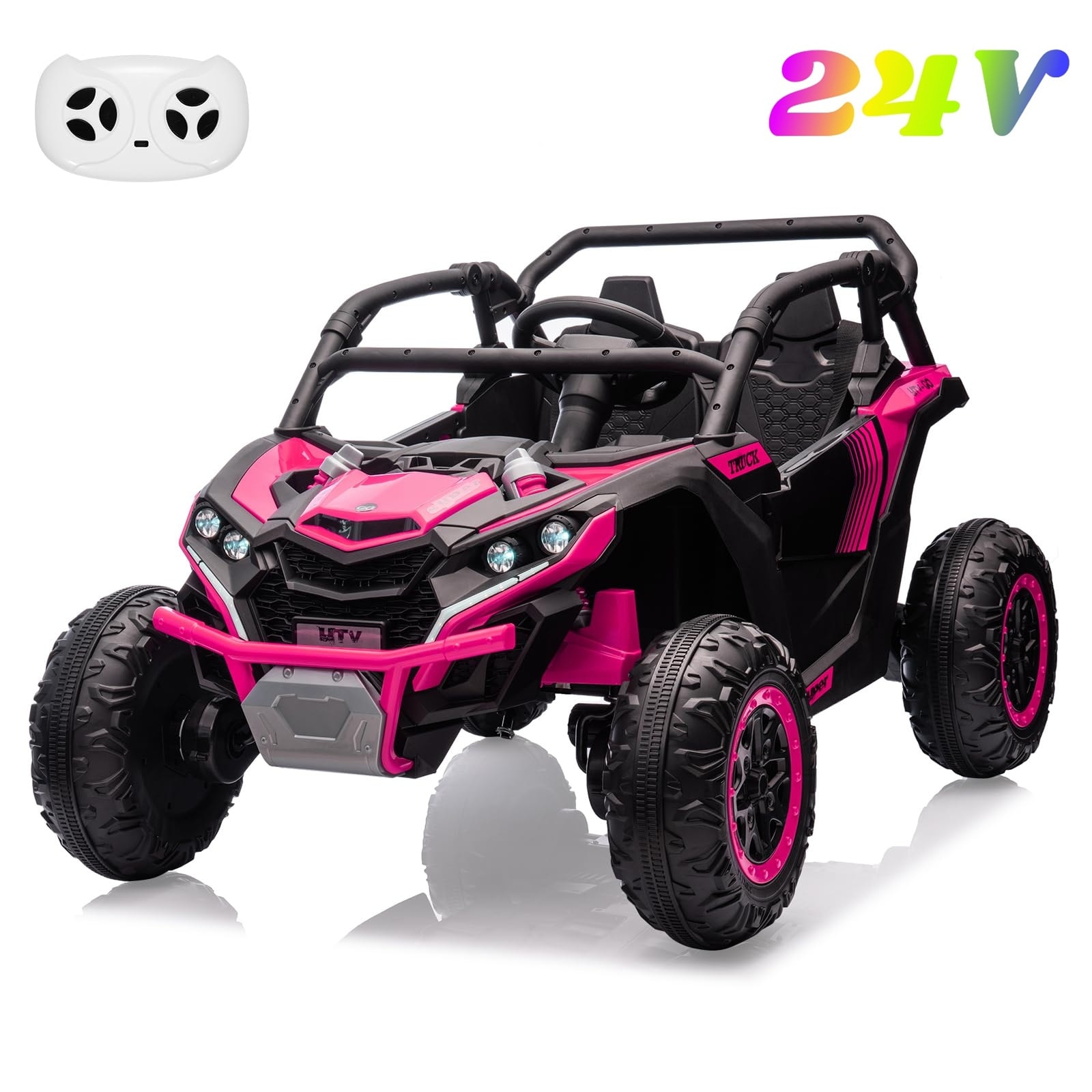 24V Kids 2 Seater 4WD Electric UTV Truck, Remote Control Off Road Ride On Car