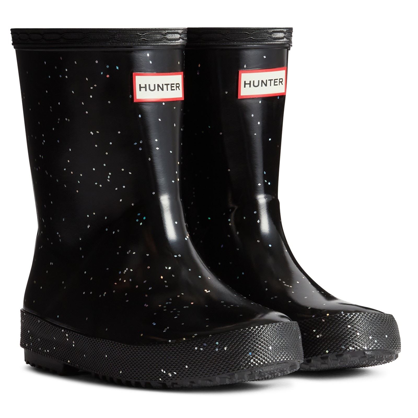 Hunter Kids First Giant Glitter Gummistiefel In Schwarz Image