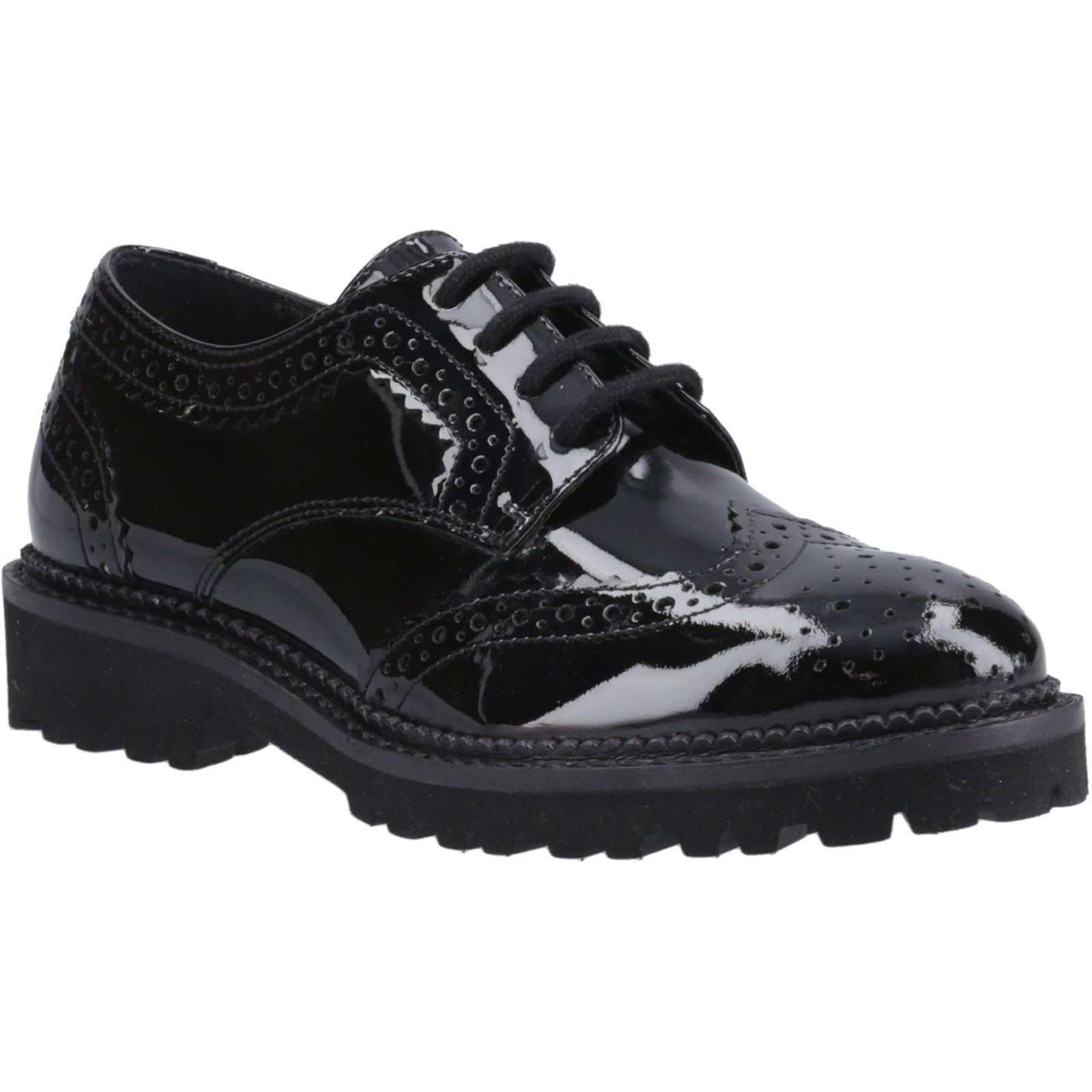 Hush Puppies Gabi Lace Up Mädchen Brogues Aus Schwarzem Leder Image