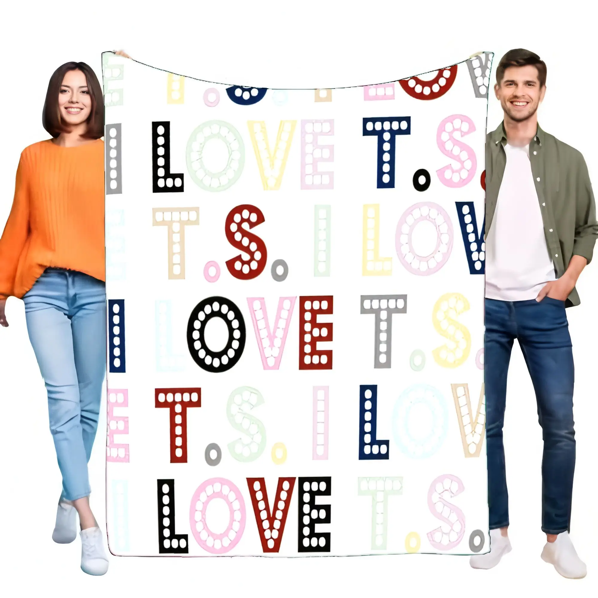 Taylor Swift ICH LIEBE T.S. Decke aus weichem Flanell für Bett, Sofa, Couch, gemütliches, leichtes Fächer-Geschenk-Dekor Image
