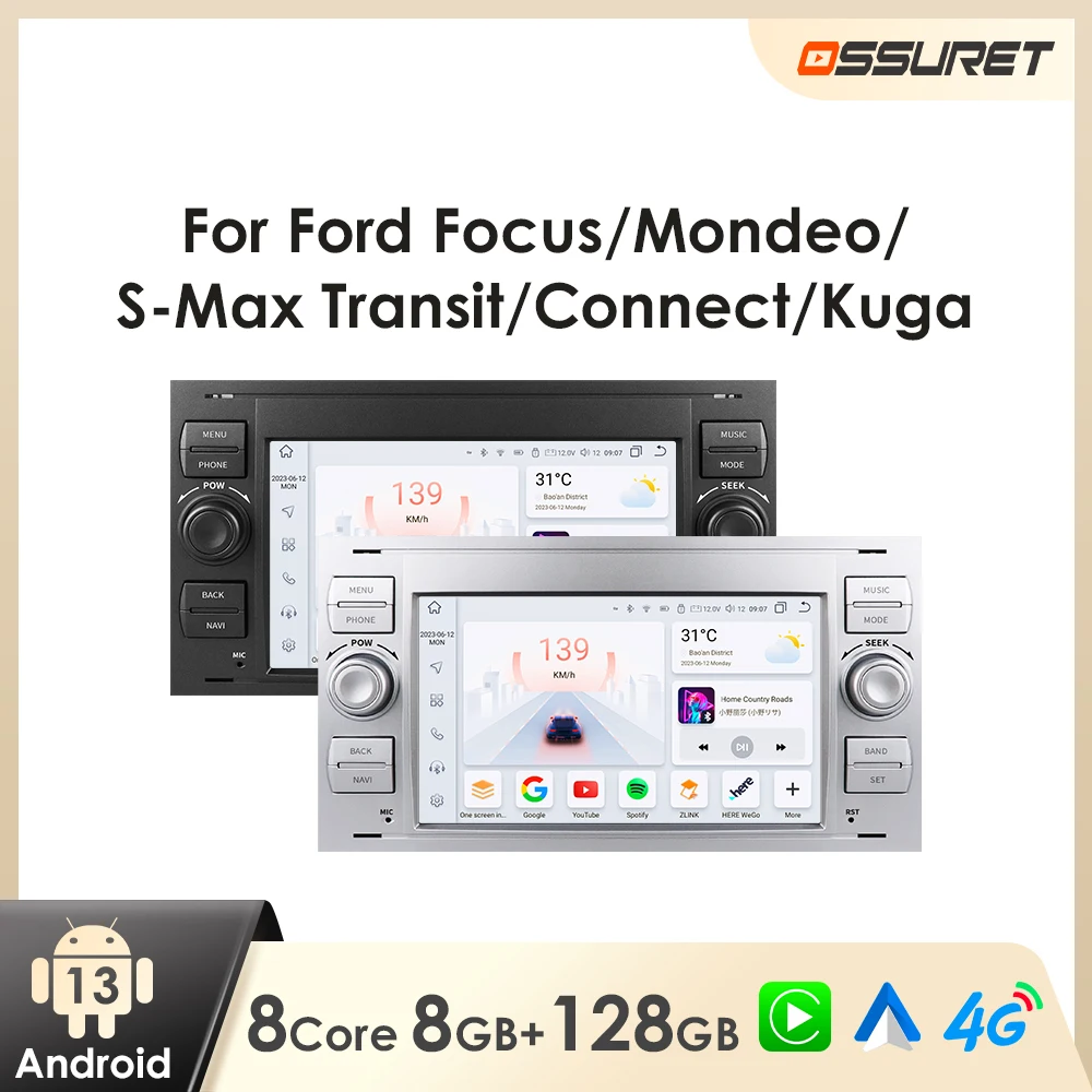 Autoradio Android pour Ford Focus Fiesta Ford C s-max Fusion kuga Mondeo Galaxy 2 voiture multimédia GPS Carplay Android lecteur automatique
