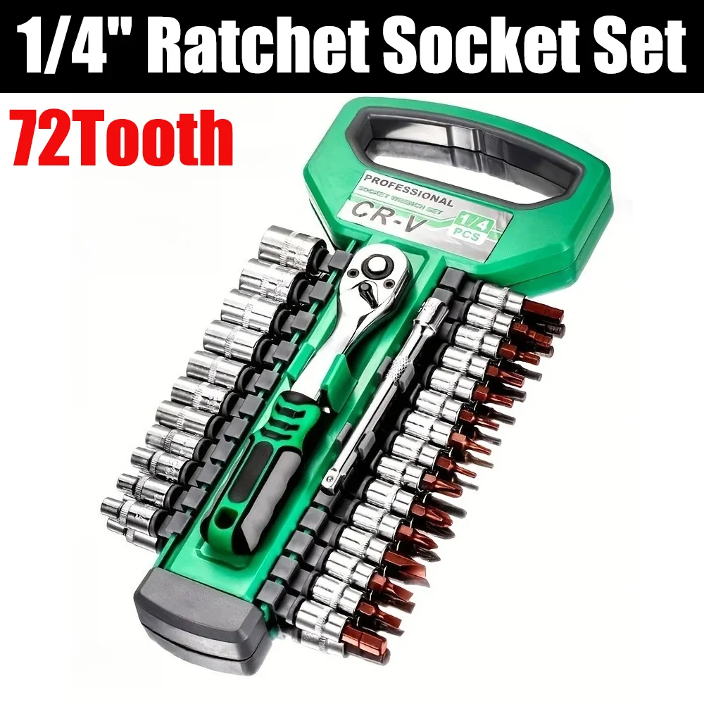 72 zahn 1/4'' Stick Steckschlüssel Set Verlängerung Stange Multi-funktion Ratsche Spanner Set Auto Motorrad Reparatur Hand werkzeug Set