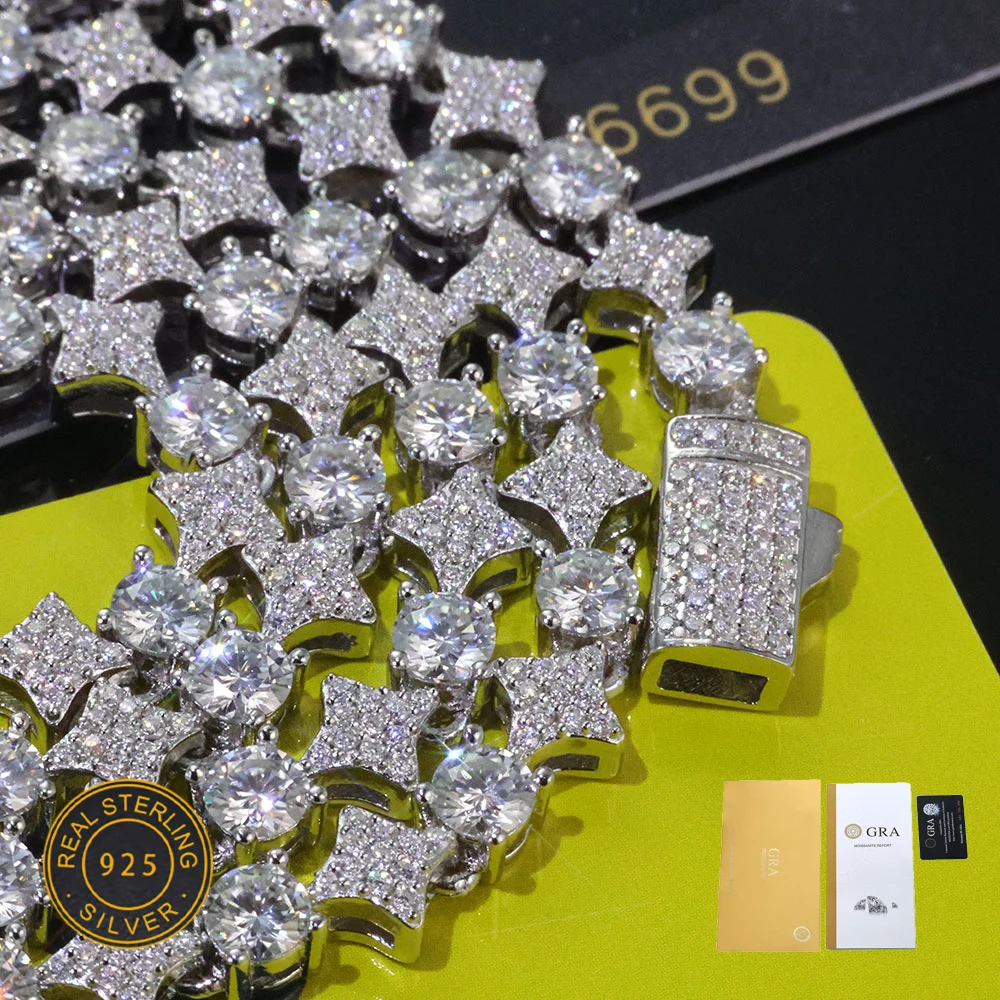 Schnelle Lieferung, hochwertige Moissanit-Tenniskette, 6 mm, leuchtend hell, D-Farbe, VVS-Moissanit-Halskette aus 925er-Silber Image