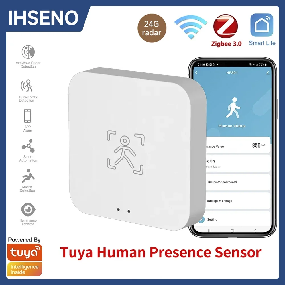 Tuya Zigbee WiFi 24G MmWave Menschliche Anwesenheit Sensor Radar Detektor APP Steuerung Smart Home Sicherheit Schutz Image