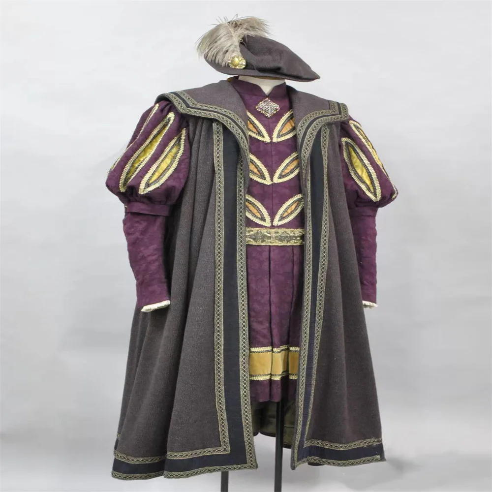 Tudor King Henry Queen Elizabeth Mittelalterliches viktorianisches Kostüm Renaissance Französischer Hofprinz König Adliger Anzug Image
