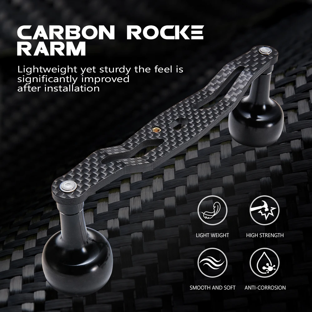 Cylius Baitcasting-Rollengriff, Kohlefaserarm, Metallknopf, 8 x 5 mm Schraube, 110 mm/120 mm Kipphebel, linker/rechter Hand-Rollengriff Image