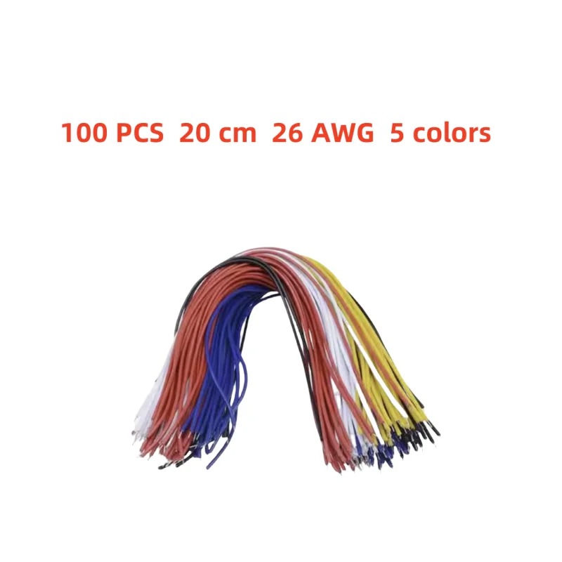 100 Stücke Doppelkopf PCB Lötkabel 20 CM 26AWG Breadboard Fly Jumper Draht Kabel Zinn Leiter 5 Farbe Image