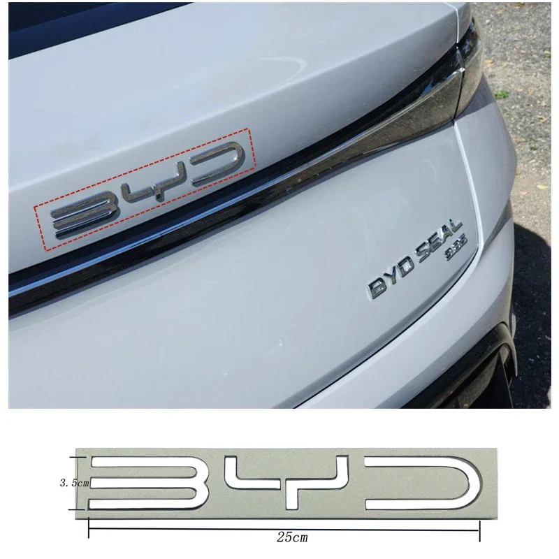Für BYD SEAL QIN HAN SONG Plus ATTO3 SEAL ABS Chrom Schwarz Logo BYD Emblem Buchstaben Aufkleber Auto Stamm Abzeichen Auto Teile Zubehör Image