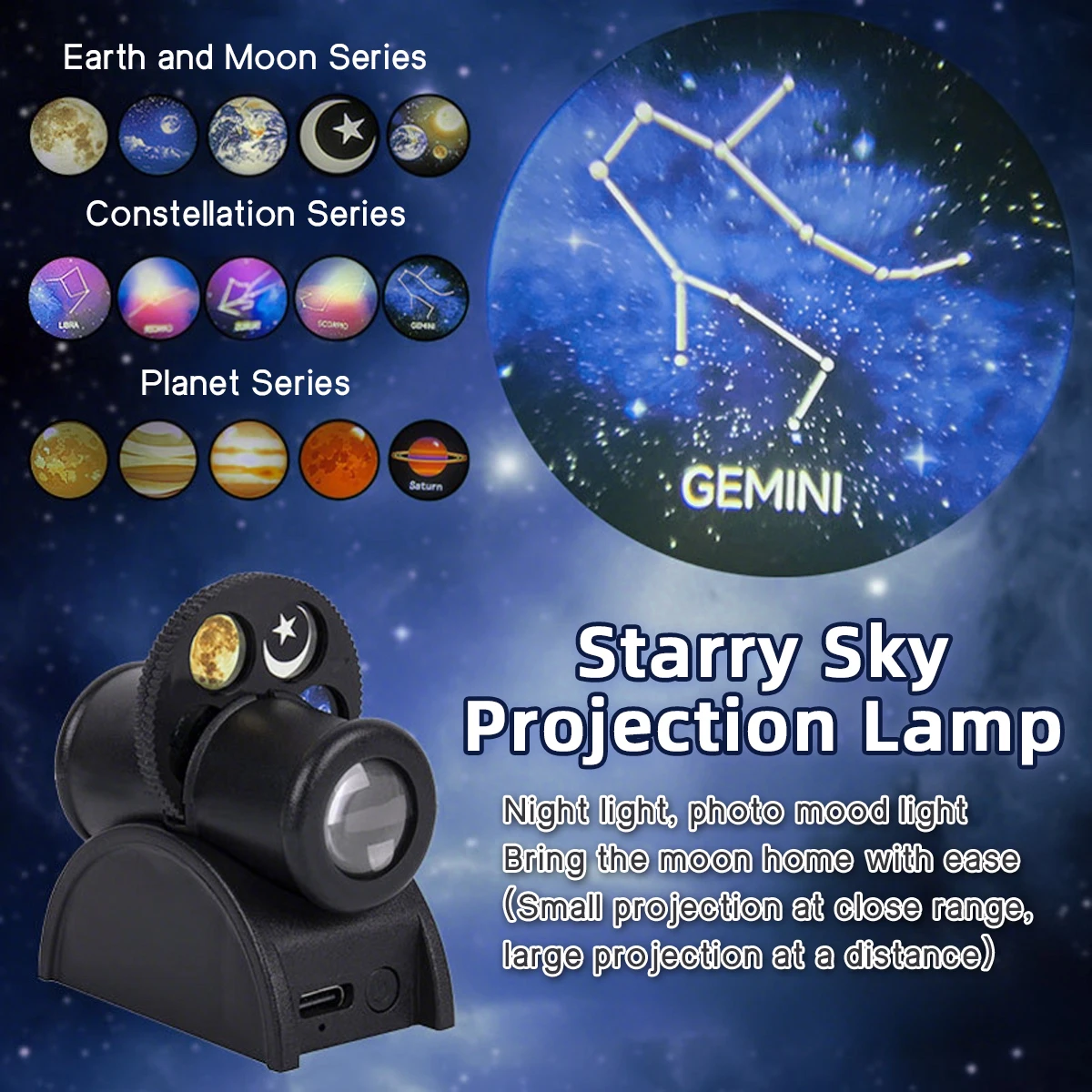 Kreative USB-Sternenhimmel-Projektionslampe, austauschbar, multifunktional, Erde, Konstellation, Jupiter-Atmosphäre, schafft ein Nachtlicht